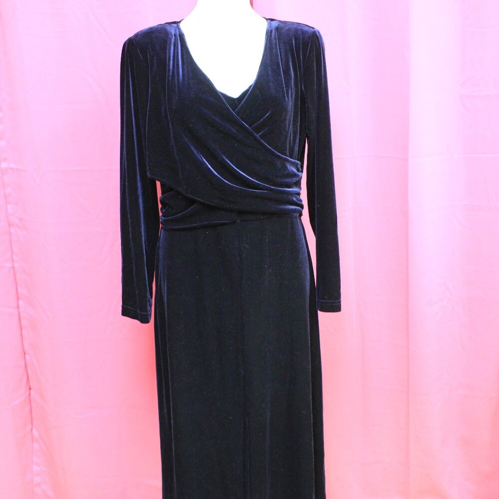 #568B Dressbarn Dark Purple Velvety Dress Size 14